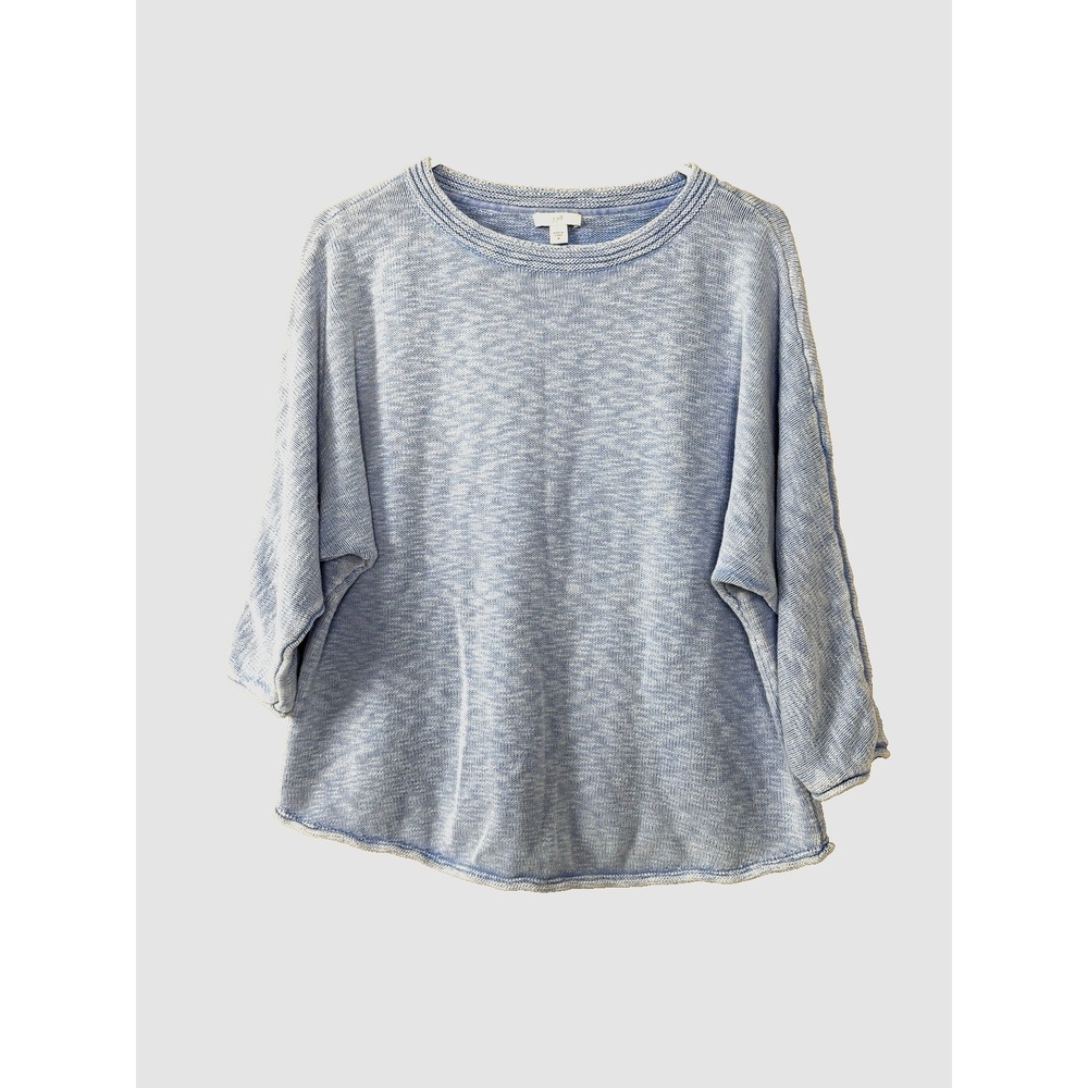 J Jill Womens Medium Sweater Crew Neck Roll Hem Cottage Coastal Oversized Knit